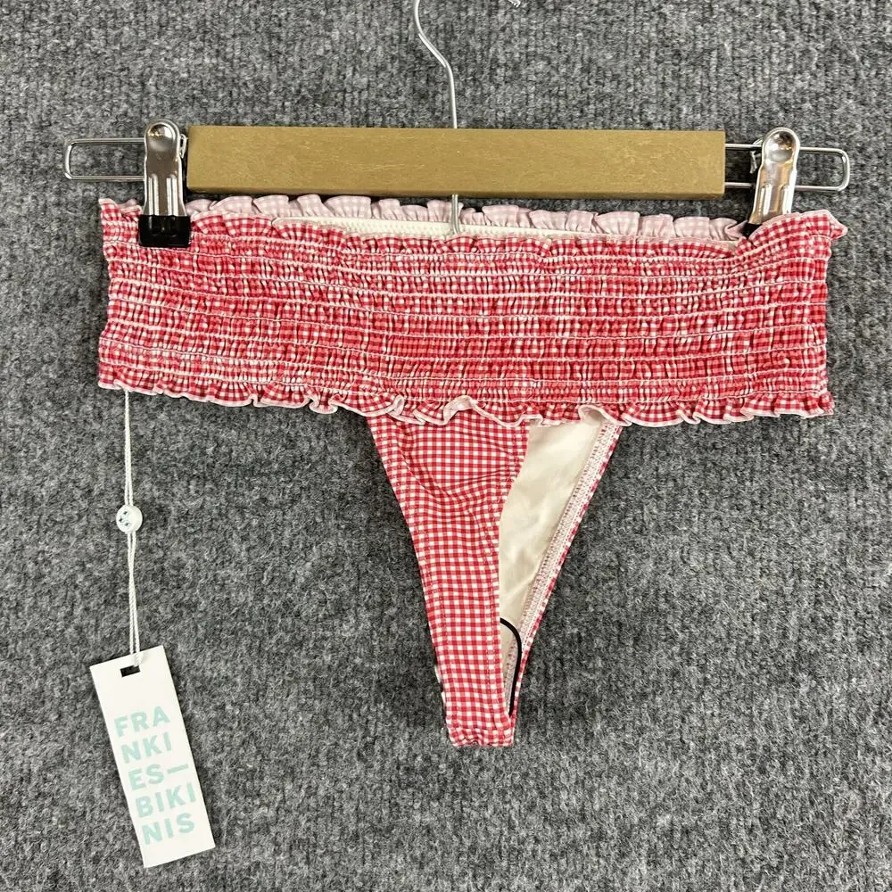 Frankies Bikinis Bikini XS Sofie Micro Bikini Bottom Gingham Ruffle Beach Pool